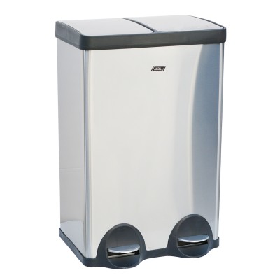 Stainless Steel 60 Ltr. Recycle Pedal Bin 2 Stream 